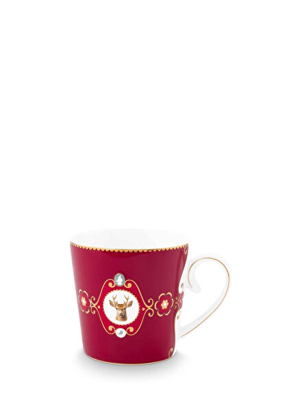 Love Birds Kırmızı Geyikli Büyük Porselen Kupa