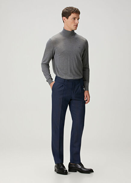 Navy Blue Wool Pants