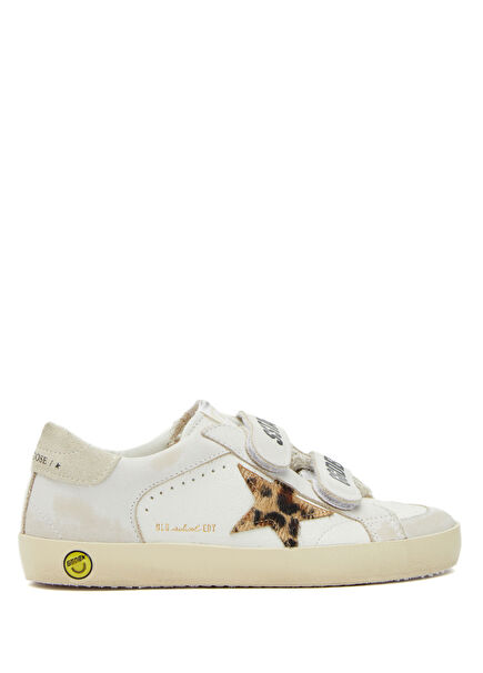 Old School Beyaz Unisex Çocuk Deri Sneaker