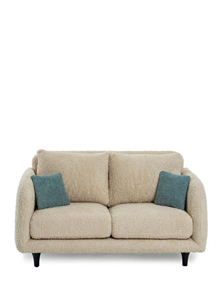 Pietra Cream Green Throw Pillow 2-seat Teddy Sofa