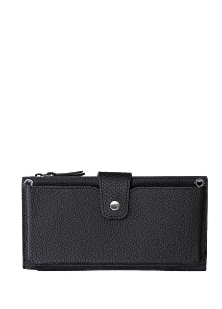 Lausanne Crossbody Black Leather Unisex Wallet