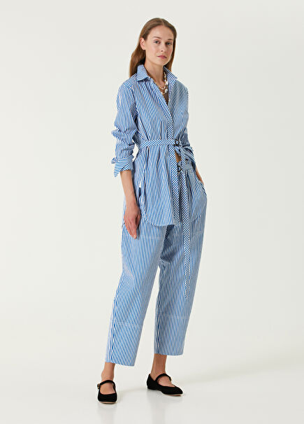 Sultans Blue White Striped Patterned Pants