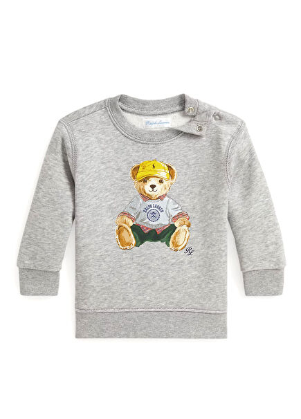 Gri Ayıcık Baskılı Erkek Bebek Sweatshirt