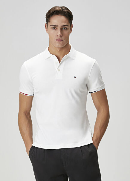 Slim Fit Beyaz Polo Yaka T-shirt
