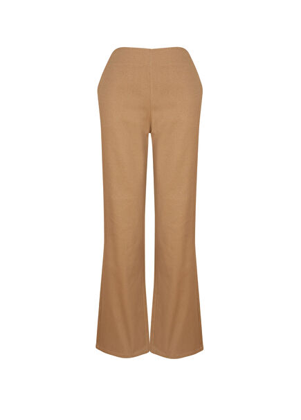 Beige Pipe Leg Women's Trousers