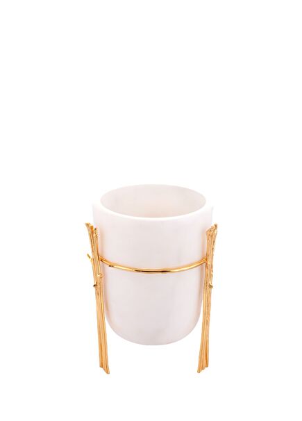 Limb White Gold Branch Detailed Marble Vase