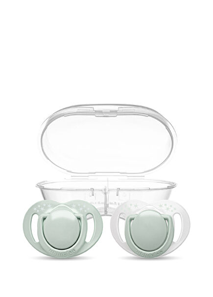 Powder Green Desenli Saklama Kutulu 12 Ay+ Silikon 2'li Ortodontik Emzik