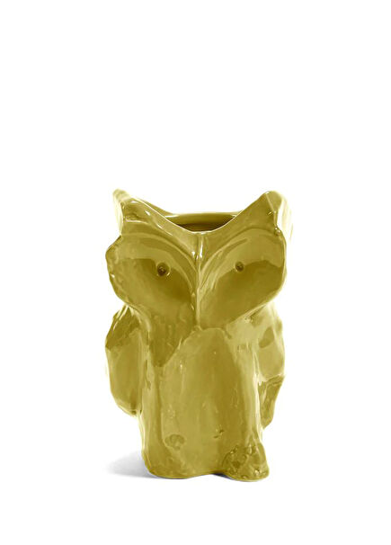 Owl Vase  Yellow By Marni Yağ Yeşili Seramik Dekoratif Obje 23 cm