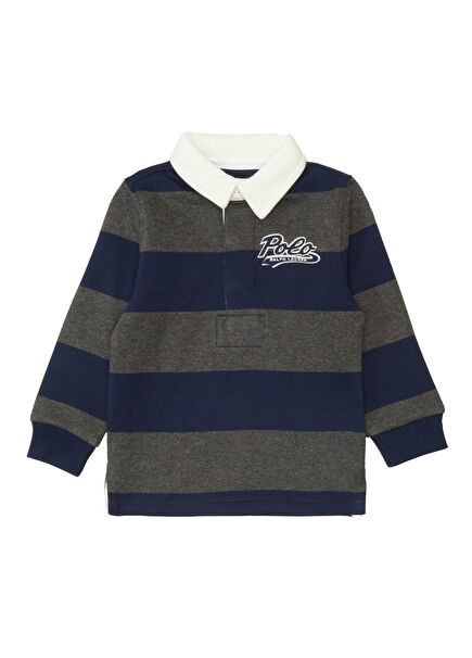 Lacivert Gri Erkek Bebek Polo Kazak