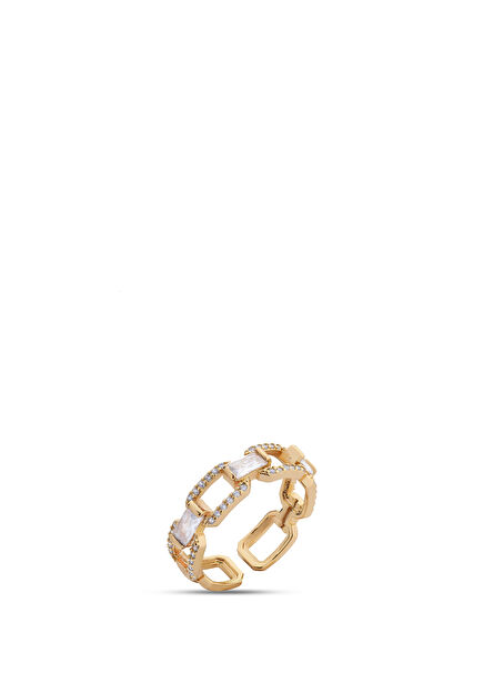 Stone Chain Gold Plated Women Ring