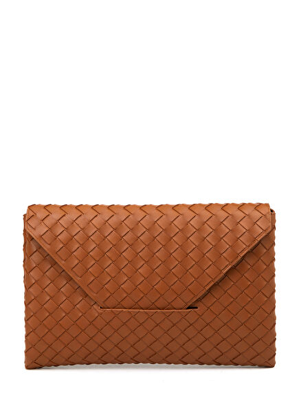 Tan Knit Textured Women's Leather Hand Portfolio