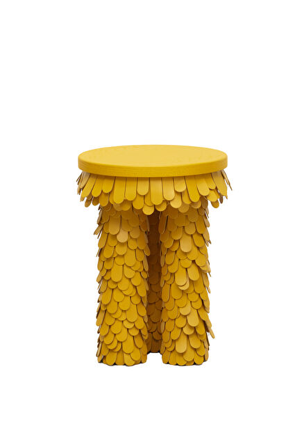 Betsy Yellow Wood Leather Side Table