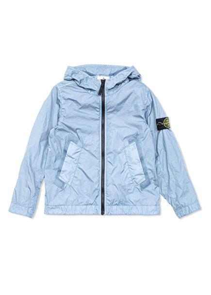 Açık Mavi Kapüşonlu Erkek Çocuk Parka