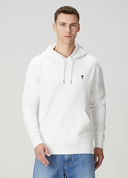 Beyaz Kapüşonlu Sweatshirt