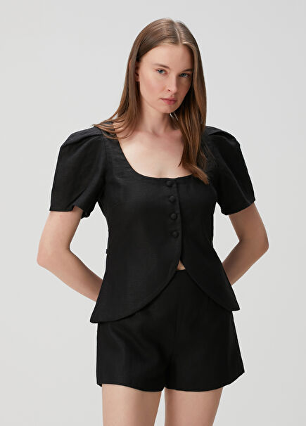 Black Linen Vest