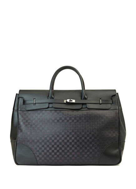 Black Men's Leather Travel Bag