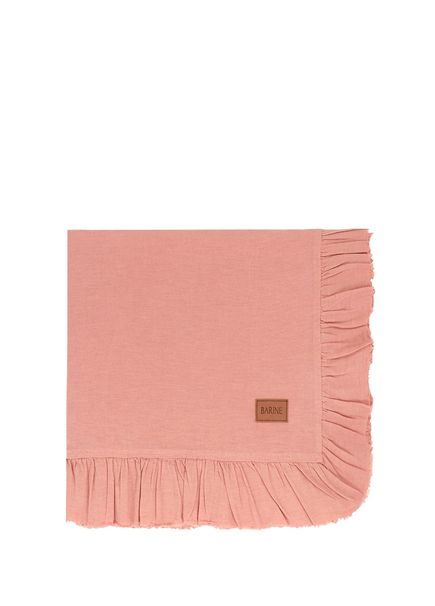Frilled Linen Peach Linen Linen Tablecloth 150 x 250 cm
