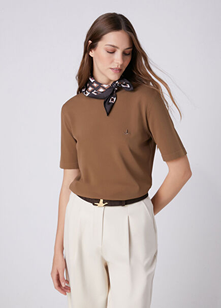 Brown Short Sleeve Sweater