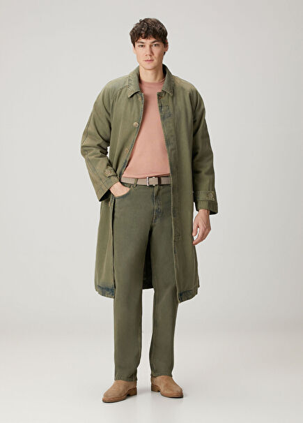 Modern Straight Haki Jean Pantolon