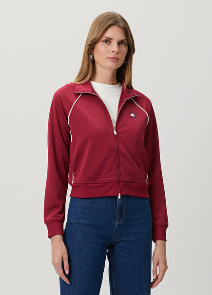 Badge Track Red Zip-Up Sweatshirt