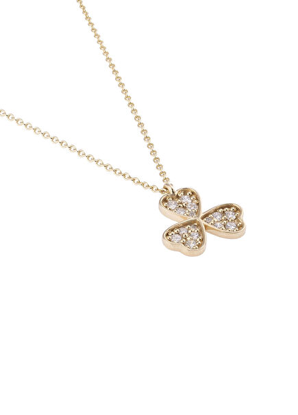Yonca Pırlanta Taşlı 14 Ayar Altın Kadın Kolye