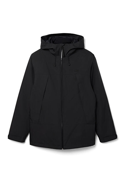 Siyah Classic Fit Kapüşonlu Erkek Mont