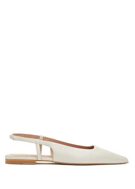 Ecru Leather Ballet Flats