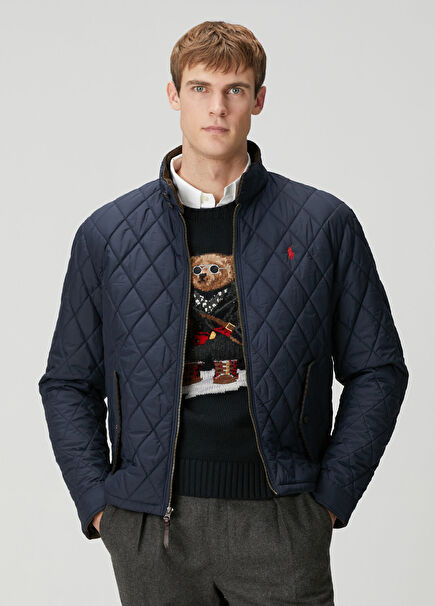 Navy Blue Quilted Coat