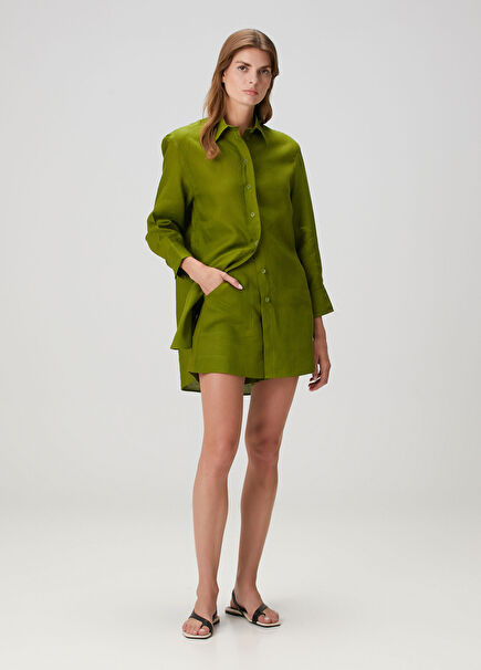 Correct Yeşil Keten Şort