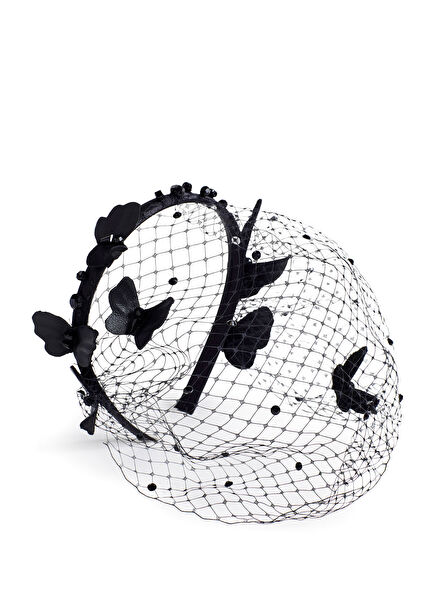 Happy Butterflies Siyah Deri Kadın Saç Aksesuarı