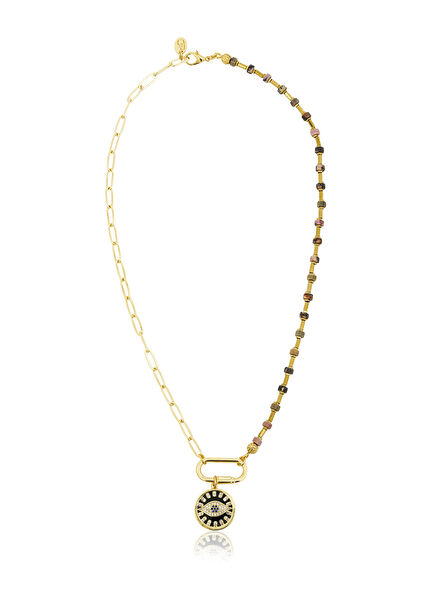 Your Side Siyah Nazar Kadın Altın Kaplama Küpe