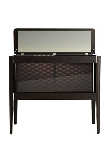 Casablanca Display Case Series Black Solid Wood Horizontal Liquor Cocktail Cabinet with Mirror Door