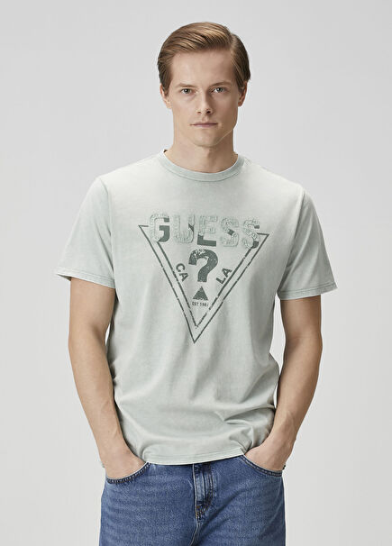 Gri Logo Baskılı T-shirt