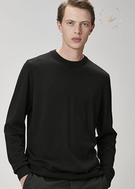 Siyah Basic Yün Kazak