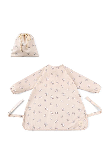 Krem Rengi Sıvı Geçirmez Unisex Bebek Etkinlik / BLW Mama Önlüğü ve Kesesi