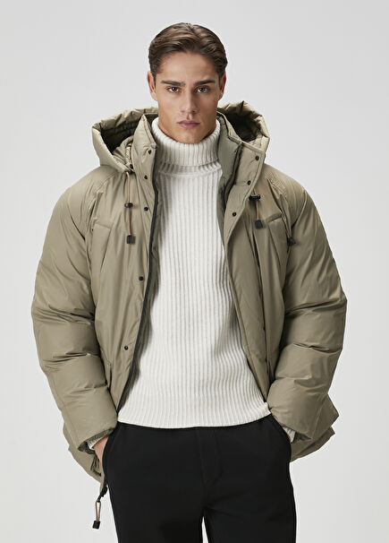 Gail Dark Beige Hooded Reversible Parka