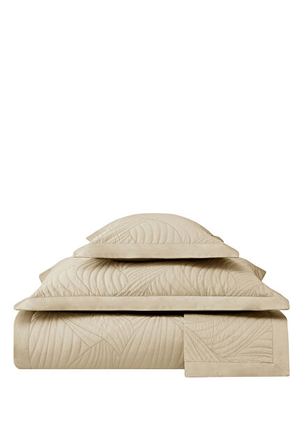 Bellis Bej Pamuklu Ekstra King Size Yatak Örtüsü Seti 270 x 260 cm