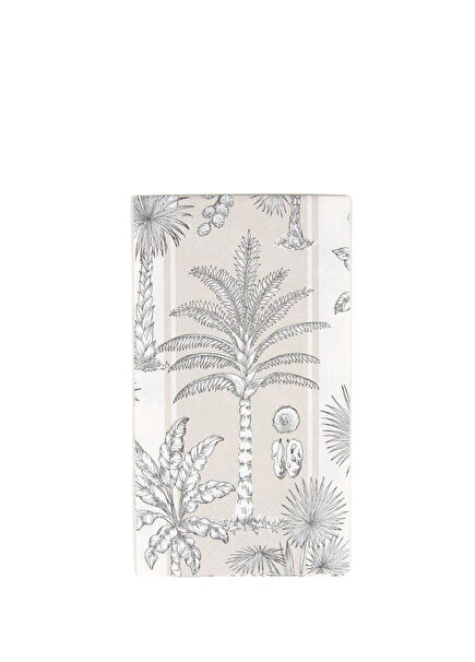 Southern Palms Flax & White Guest Towel Patterned Serving Napkin Set of 15