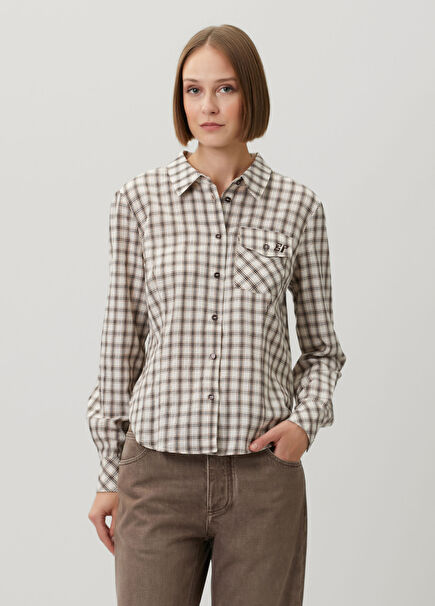Mena Brown White Plaid Shirt
