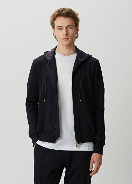 Lacivert Kapüşonlu Sweatshirt