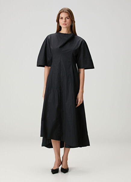 Delphine Siyah Midi Elbise