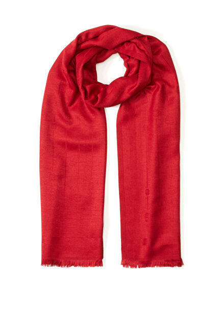 Red Logo Detailed Women's Shawl