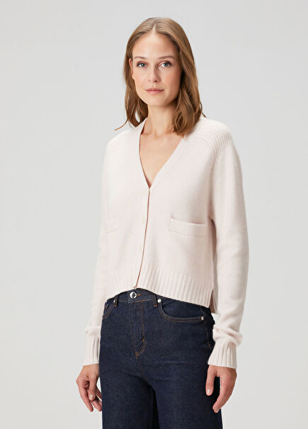 Pink Wool Knit Cardigan