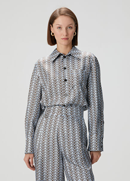 Blue Patterned Silk Shirt