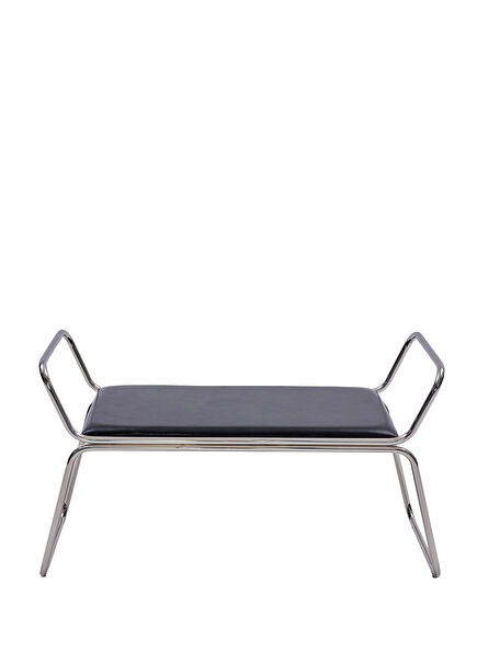 Rest Stool Metal Black Leather Dual Bench