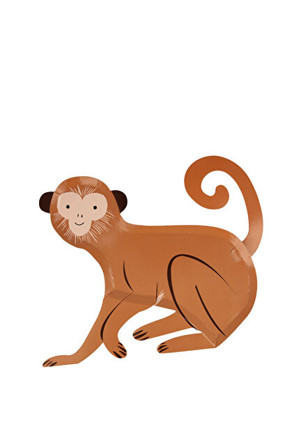 Maymun Temalı 8'li Kağıt Parti Tabağı