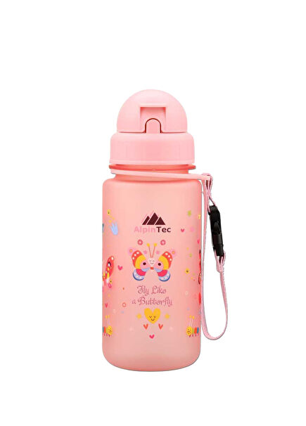 Pink Butterfly Patterned Tritan Children's Drinker & Flask with Straw 400 ml