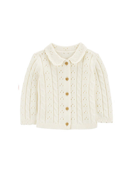 Peter Pan Yaka Bej Kız Bebek Hırka