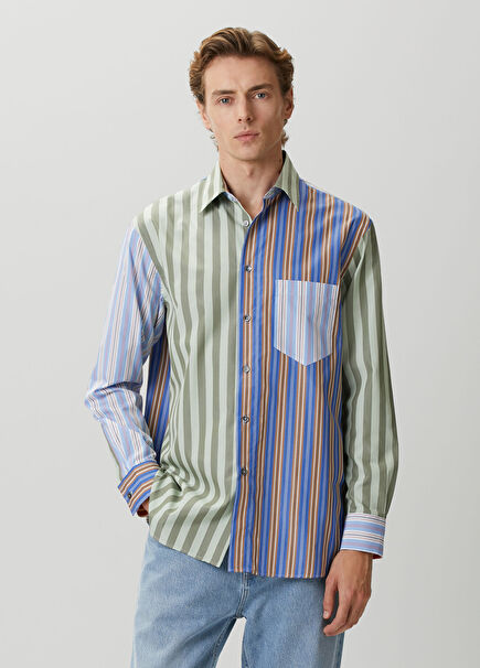 Easy Fit Çok Renkli Çizgi Desenli Gömlek