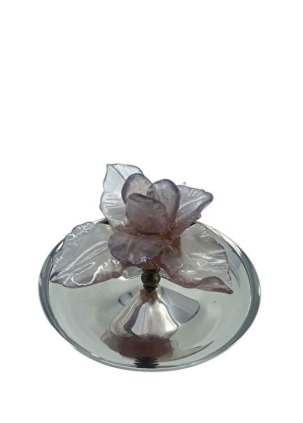 Flower Detailed Steel Serving Plate